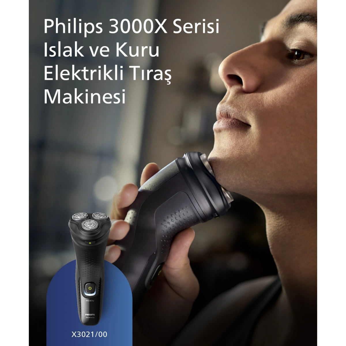 Philips 3000XSerisi Tıraş Makinesi X3021/00,Sinekkaydı Tıraş,Islak ve Kuru Kullanım,Hassas Düzeltici