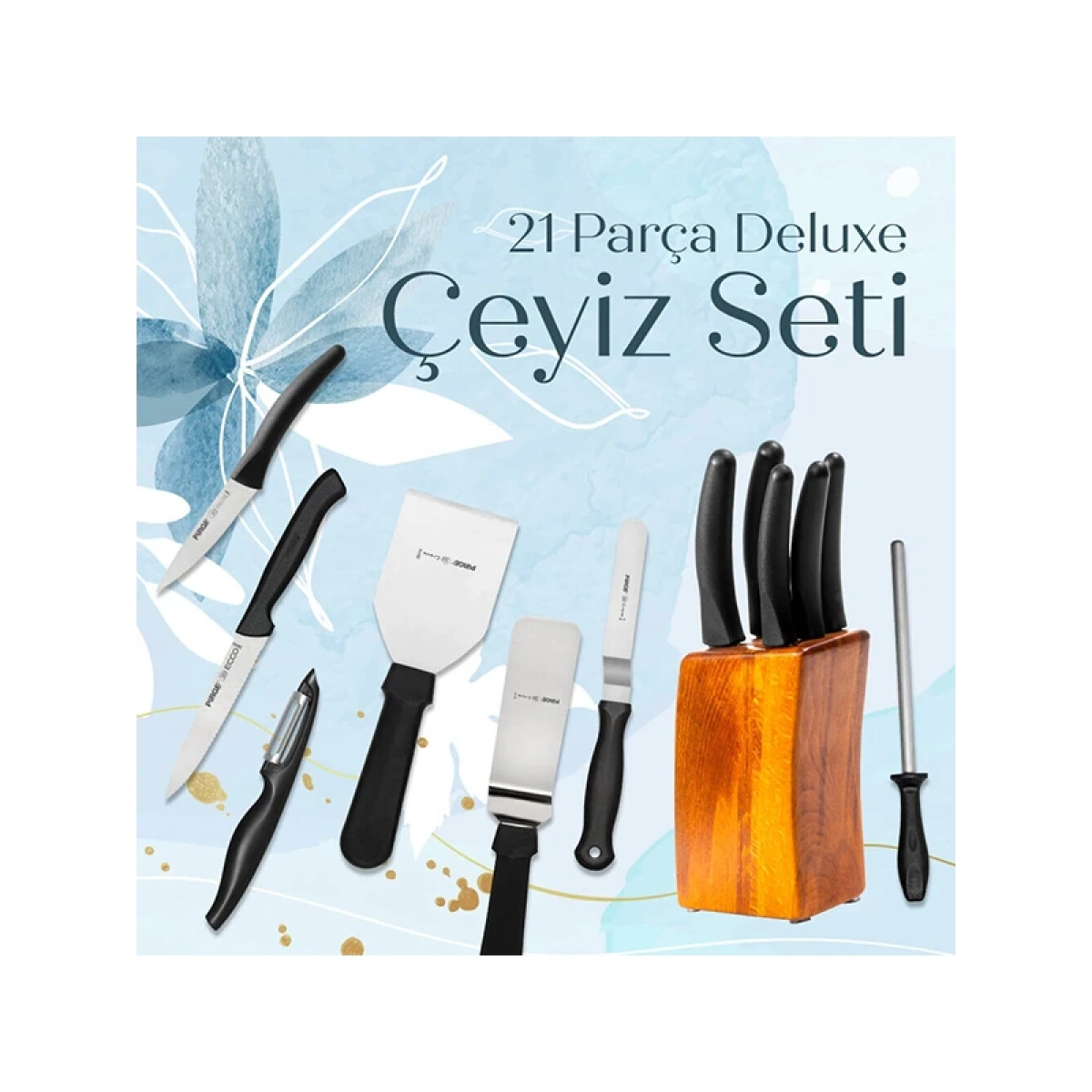 Pirge Çeyizlik Bıçak Seti Deluxe - 21 Parça - 35077