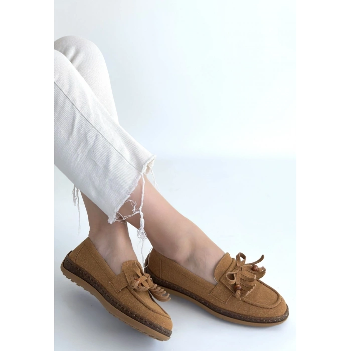 Boriy Taba Deri Tozu Süet Babet Ayakkabı