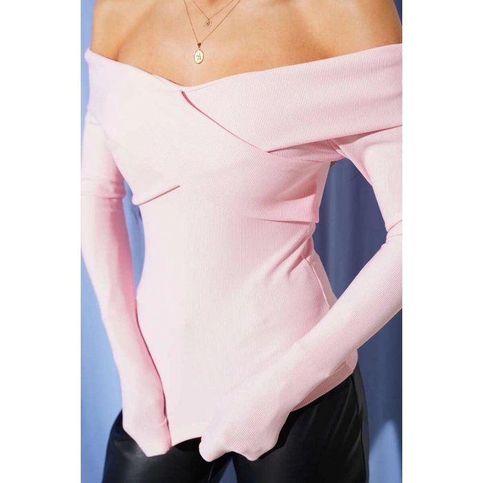 Madonna Çapraz Yaka Bluz Pembe t4331
