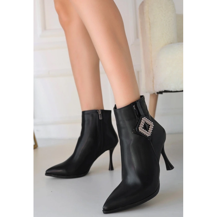 Moose Siyah Cilt Topuklu Bot