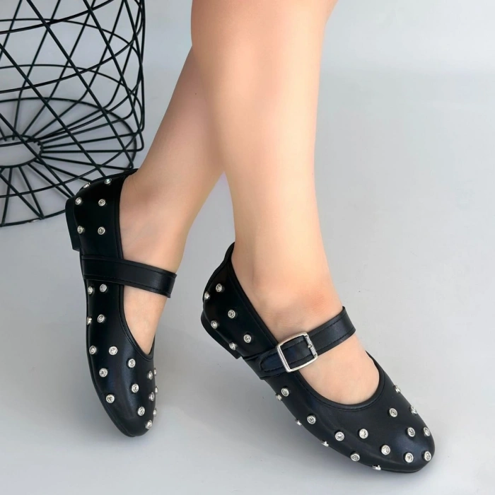 Ritta Siyah Cilt Kemerli Babet Ayakkabı