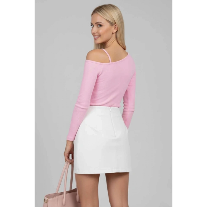 Tek Omuz İpli Bluz Pembe T4328