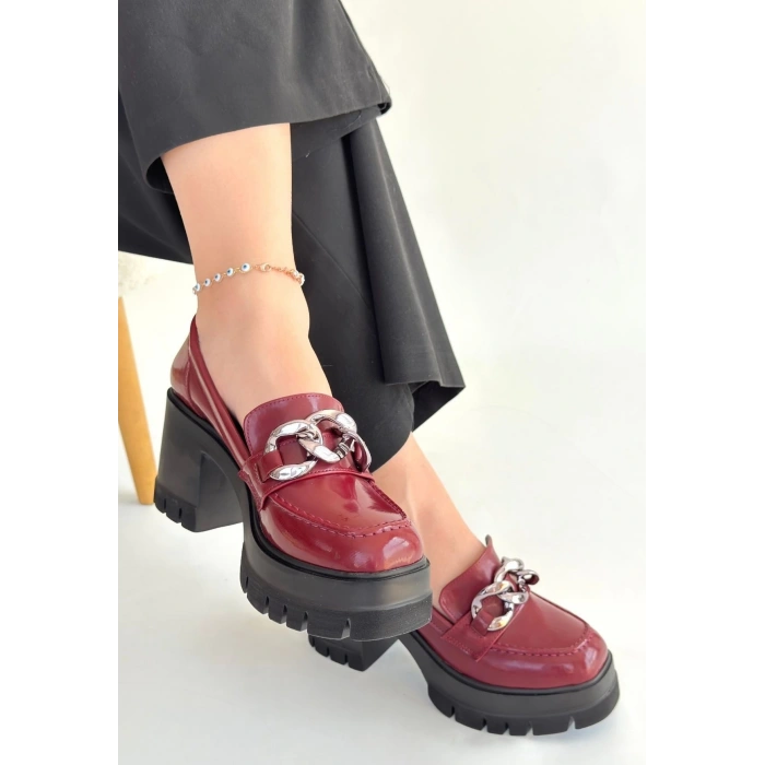 Winar Bordo Rugan Doldu Topuk Ayakkabı