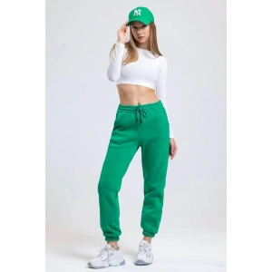 3 iplik şardonlu paça lastikli eşofman yeşil is001