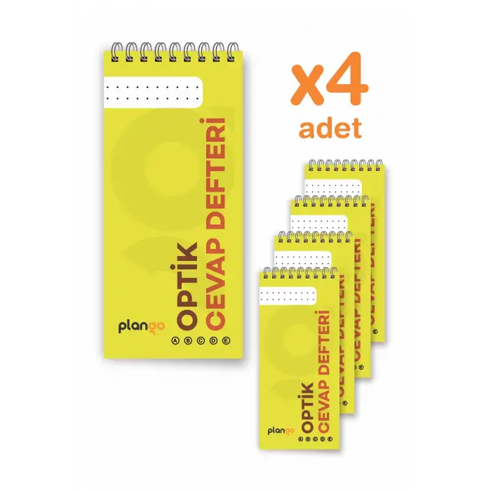 Optik Cevap Defteri SARI (4 Adet - 200 Sayfa) Sınava Hazırlık Optik Form Defteri - Plango
