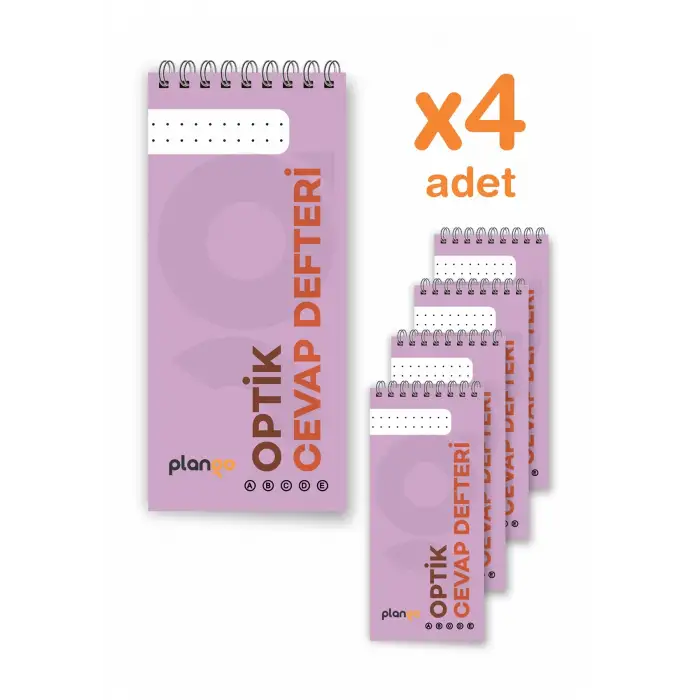 Optik Cevap Defteri MOR (4 Adet - 200 Sayfa) Sınava Hazırlık Optik Form Defteri - Plango