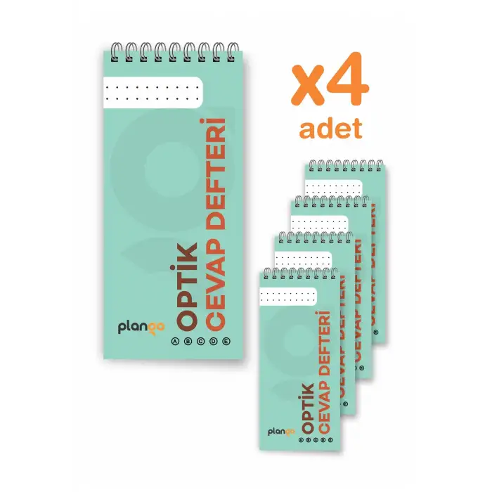 Optik Cevap Defteri YEŞİL (4 Adet - 200 Sayfa) Sınava Hazırlık Optik Form Defteri - Plango