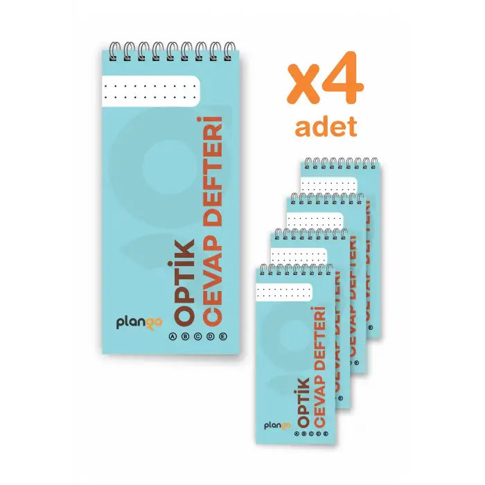 Optik Cevap Defteri TURKUAZ (4 Adet - 200 Sayfa) Sınava Hazırlık Optik Form Defteri - Plango