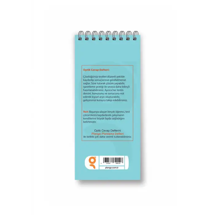 Optik Cevap Defteri TURKUAZ (4 Adet - 200 Sayfa) Sınava Hazırlık Optik Form Defteri - Plango