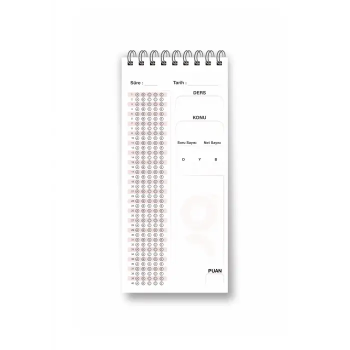 Optik Cevap Defteri PUDRA (2 Adet - 100 Sayfa) Sınava Hazırlık Optik Form Defteri - Plango