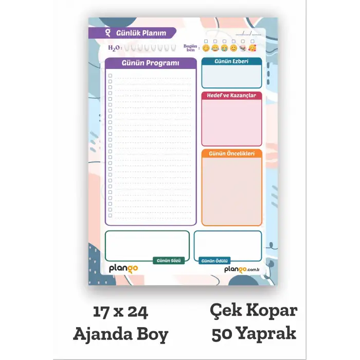 Plango Çek Kopar Günlük Planlayıcı - Ders Çalışma Planlayıcı - Planlama Defteri