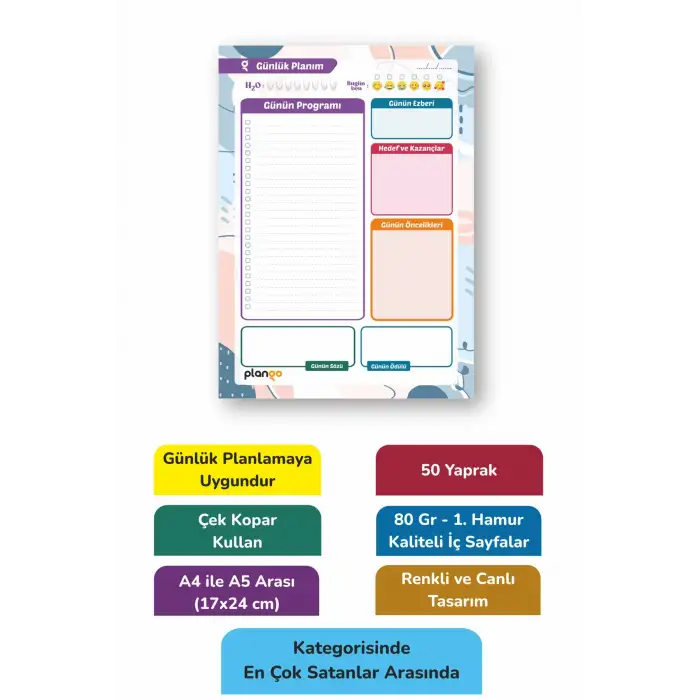 Plango Çek Kopar Günlük Planlayıcı - Ders Çalışma Planlayıcı - Planlama Defteri