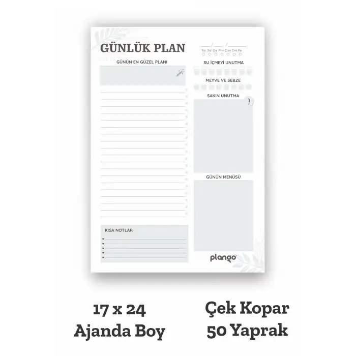 Plango Siyah - Beyaz Çek Kopar Günlük Planlayıcı - Ders Çalışma Planlayıcı
