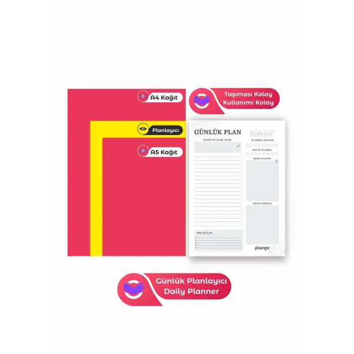 Plango Siyah - Beyaz Çek Kopar Günlük Planlayıcı - Ders Çalışma Planlayıcı