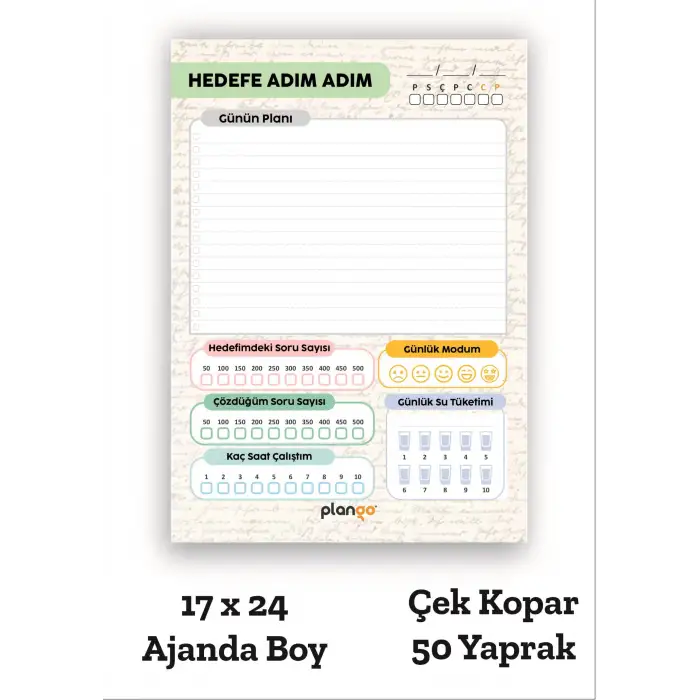 Plango Sınav Planlayıcı Model 1 - Çek Kopar Sınav Planlama Defteri - Sınav Planlama