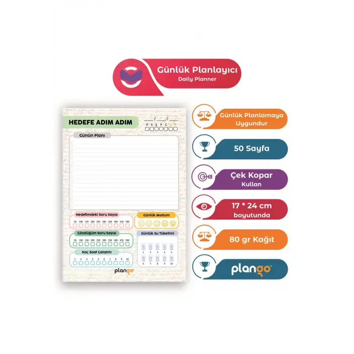 Plango Sınav Planlayıcı Model 1 - Çek Kopar Sınav Planlama Defteri - Sınav Planlama