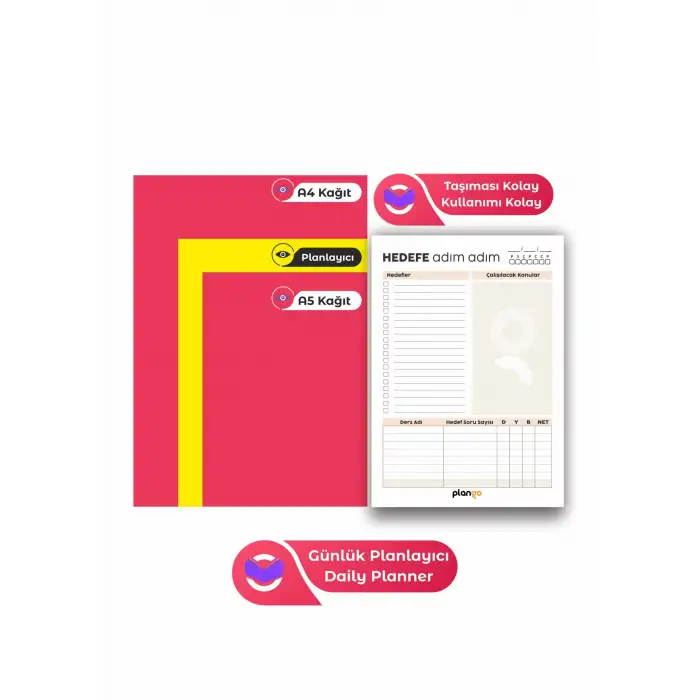 Plango Sınav Planlayıcı Model 2 - Çek Kopar Sınav Planlama Defteri -  Sınav Planlama