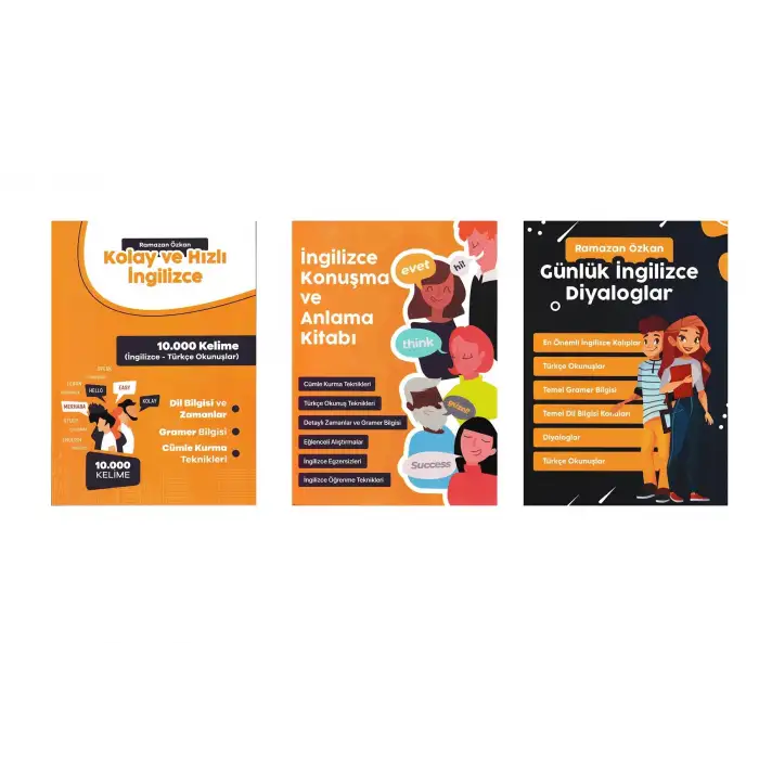Hızlı İngilizce Öğrenme ve Konuşma Seti - Günlük Diyaloglar - 3 Kitap -  Ramazan ÖZKAN
