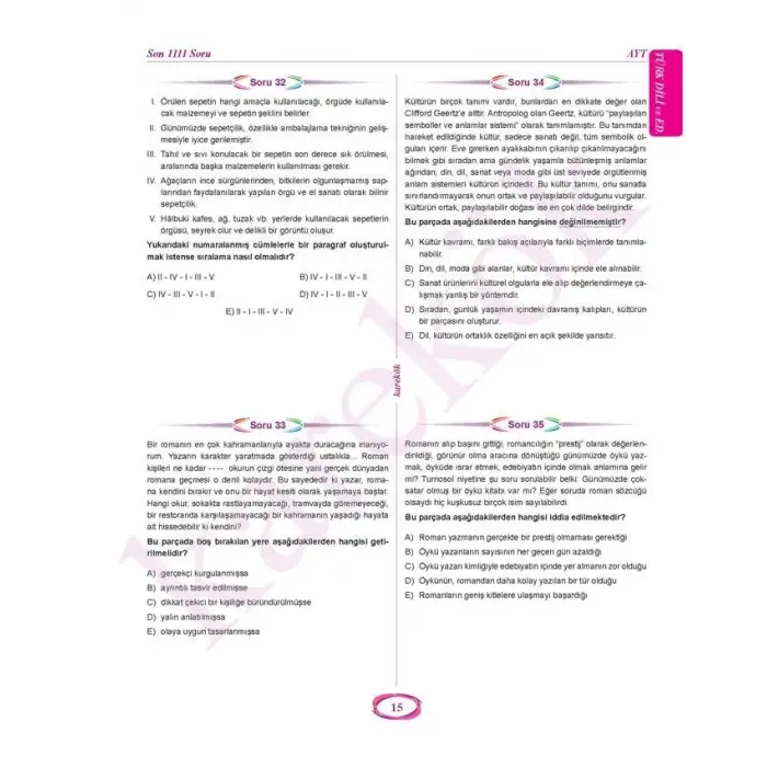 2021 AYT Öncesi Çözülmesi Gereken Eşit Ağırlık Son 1111 Soru Karekök Yayınları