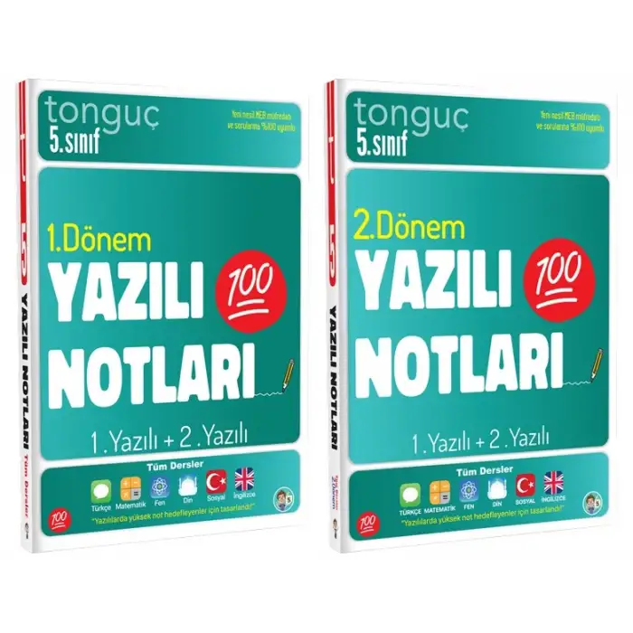 5. Sınıf Yazılı Notları  1. Dönem ve 2. Dönem 1 ve 2. Yazılı - Tonguç Yayınları