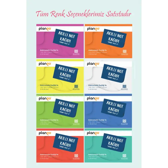 Kırmızı - Elektrostatik Akıllı Not Kağıdı 2 ADET Yapışkansız Post-it 7x10cm - 100  Sayfa - Plango