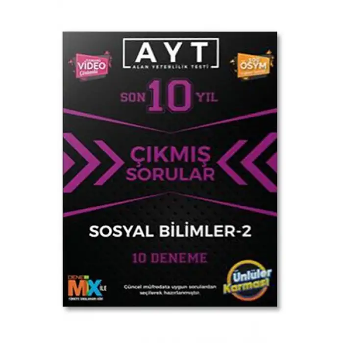 AYT Sosyal Bilimler-2 Çıkmış Sorular Tıpkı Basım 10 Deneme Ünlüler Karması