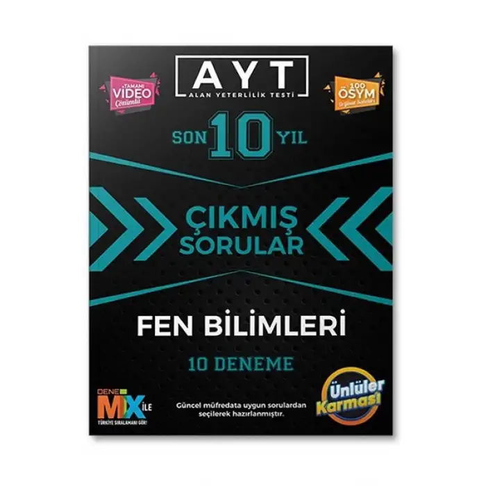 AYT Fen Bilimleri Çıkmış Sorular Tıpkı Basım 10 Deneme Ünlüler Karması