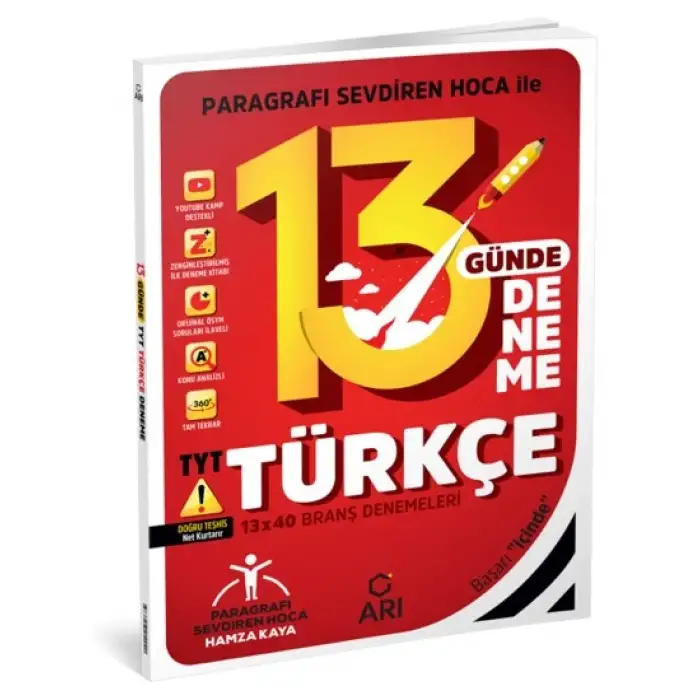 TYT Türkçe 13 Günde Deneme - 13x40 Branş Deneme - Arı Yayınları