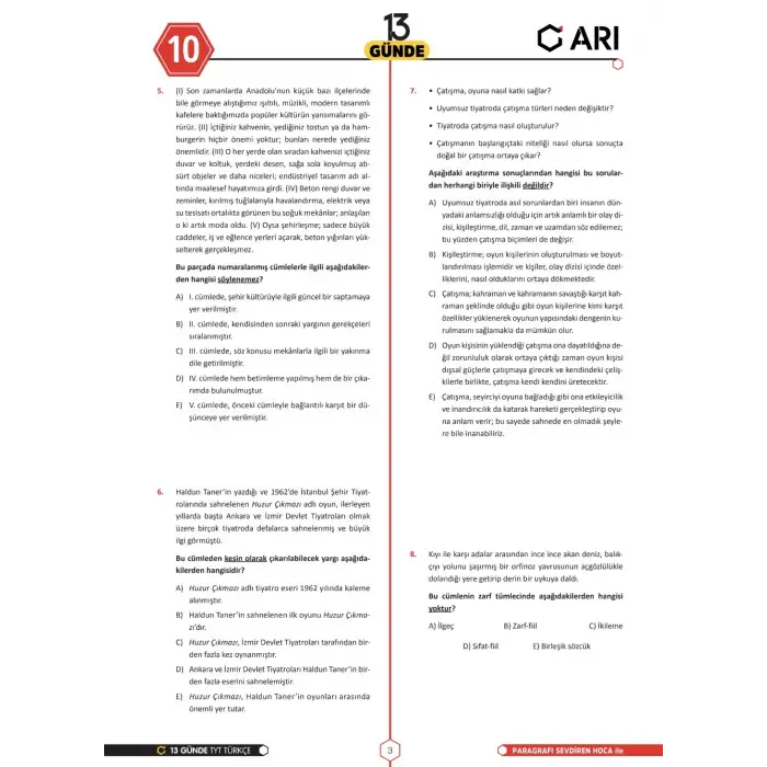 TYT Türkçe 13 Günde Deneme - 13x40 Branş Deneme - Arı Yayınları