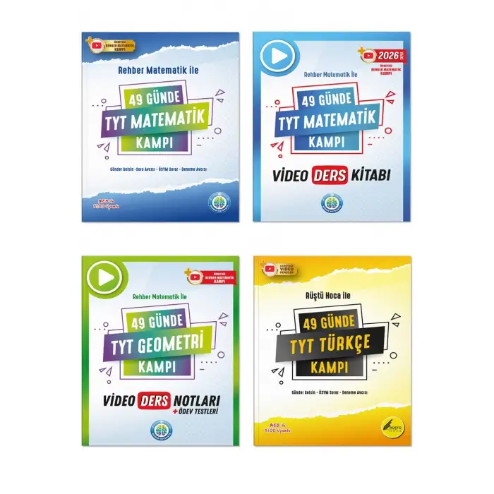 49 Günde TYT Matematik - Geometri - Türkçe Video Ders Notları Kampı 4lü Set