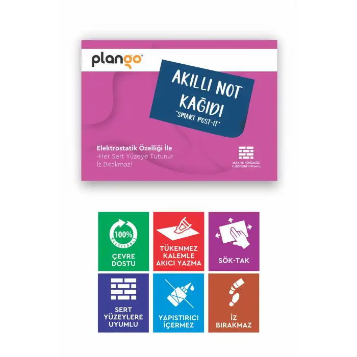 Elektrostatik Akıllı Not Kağıdı Yapışkansız Post-it 7x10cm 8li PAKET