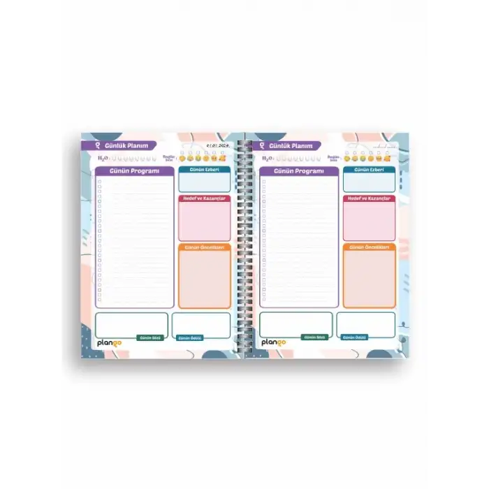Beyaz Kareler Spiralli Günlük Planlama Defteri - Planlayıcı Defter