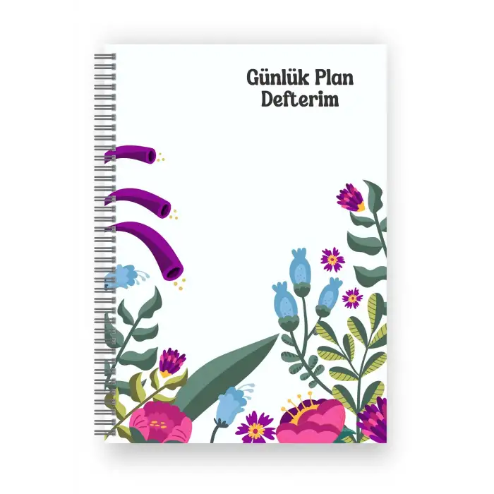 Çiçek Bahçesi Spiralli Günlük Planlama Defteri -  Planlayıcı Defter