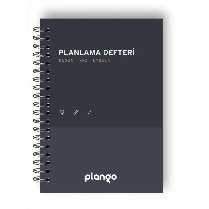 Siyah - Gri Günlük Planlayıcı Defter - Ders Çalışma Planlayıcı Defteri - Planlama Defteri