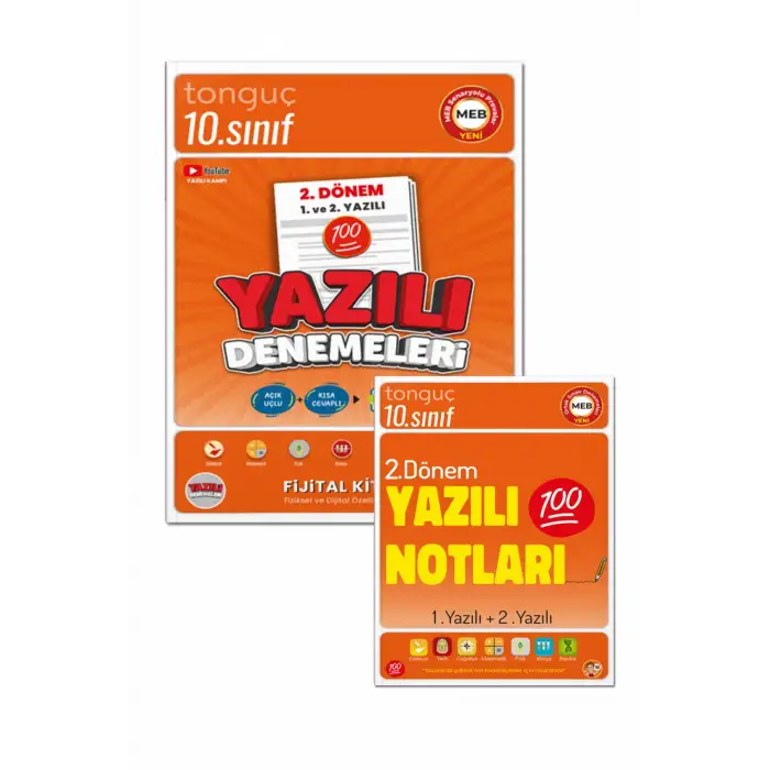 10. Sınıf Yazılı Notları ve Denemeleri 2. Dönem 1 ve 2. Yazılı 2 KİTAP - Tonguç Yayınları