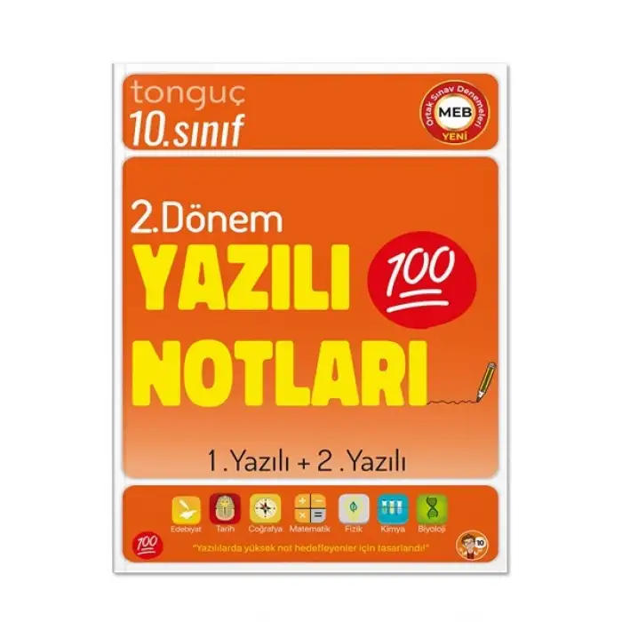 10. Sınıf Yazılı Notları ve Denemeleri 2. Dönem 1 ve 2. Yazılı 2 KİTAP - Tonguç Yayınları
