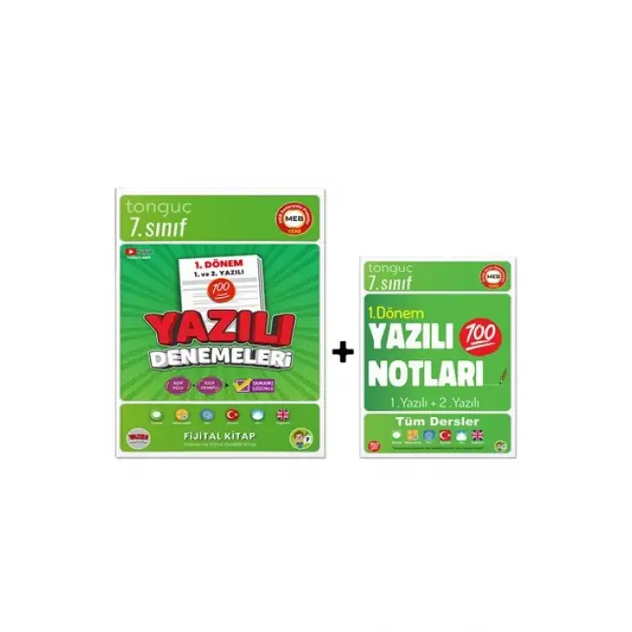 7. Sınıf Yazılı Denemeleri ve Yazılı Notları 1. Dönem  - Tonguç Yayınları