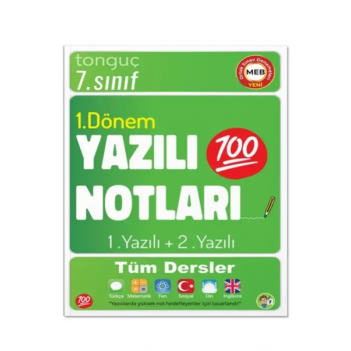 7. Sınıf Yazılı Denemeleri ve Yazılı Notları 1. Dönem  - Tonguç Yayınları
