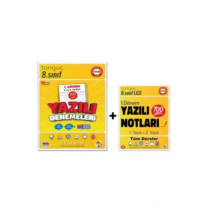 8. Sınıf 1. Dönem Yazılı Denemeleri ve Yazılı Notları - Tonguç Yayınları