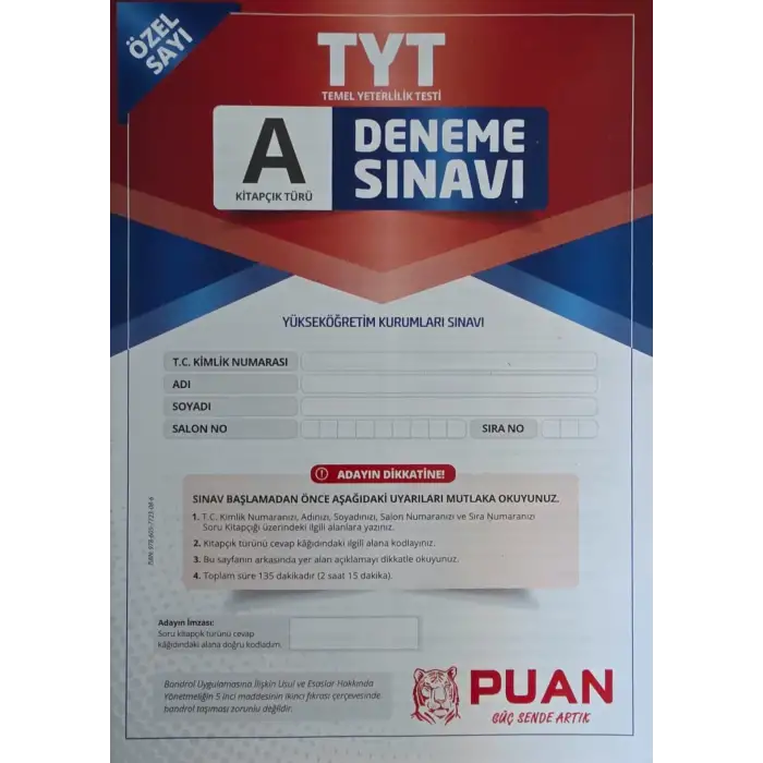 TYT Deneme Sınavı - Puan yayınları