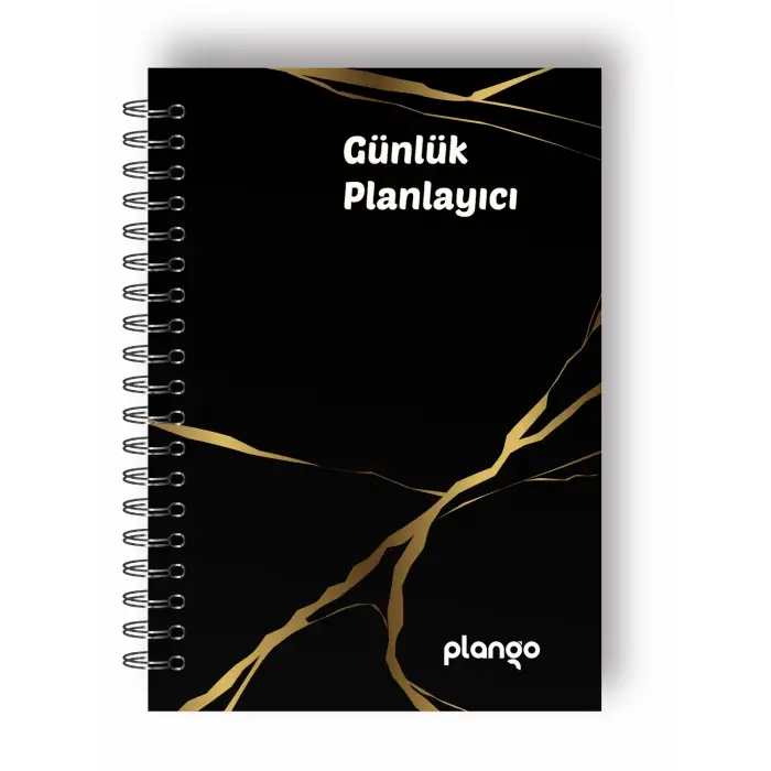 Siyah - Gold Günlük Planlayıcı Defter - Ders Çalışma Planlayıcı Defteri - Planlama Defteri