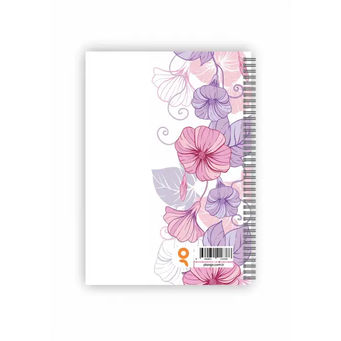 Mor Çiçekler Spiralli Günlük Planlama Defteri - 100 Sayfa - 17x24 Planlayıcı Defter