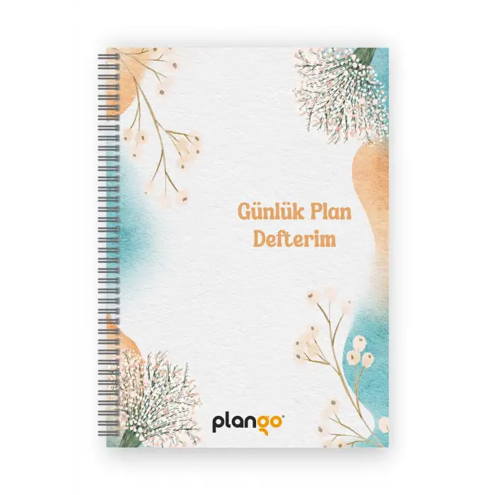 Suluboya Çiçek Spiralli Günlük Planlama Defteri - 100 Sayfa - 17x24 Planlayıcı Defter