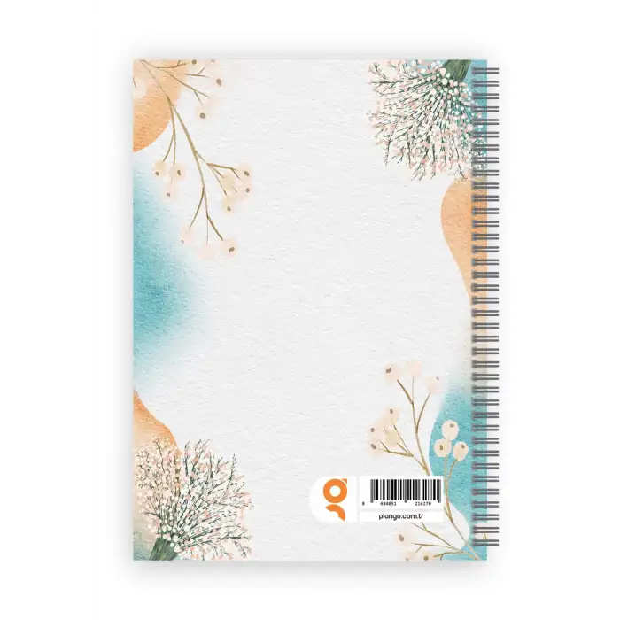 Suluboya Çiçek Spiralli Günlük Planlama Defteri - 100 Sayfa - 17x24 Planlayıcı Defter