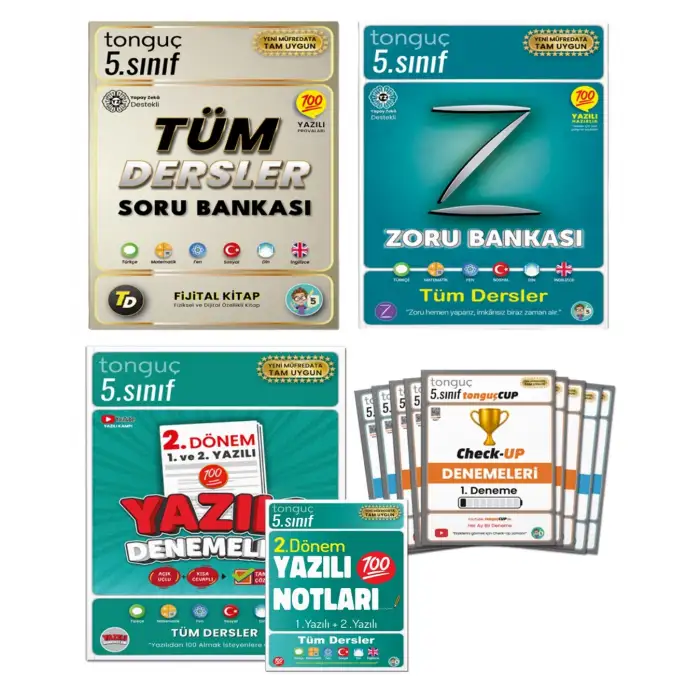 5. Sınıf Tüm Dersler - Zoru Bankası ve Check-UP ve 2. Dönem Yazılı Seti - Tonguç Yayınları