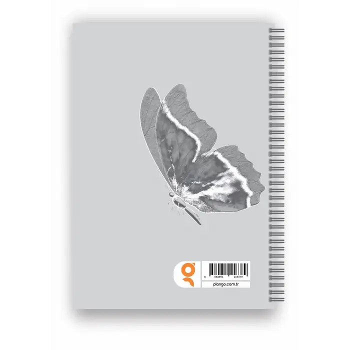 Gri Kelebek Spiralli Günlük Planlama Defteri - 100 Sayfa - 17x24 Planlayıcı Defter
