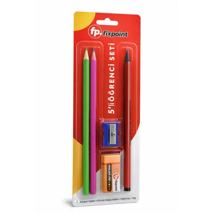 Fixpoint 5li Öğrenci Sınav Kalem Seti - 2 Kurşun 1 Kırmızı Kalem + Silgi + Kalemtıraş
