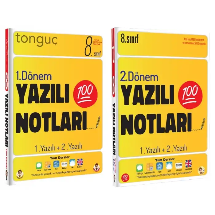 8. Sınıf Yazılı Notları 1. Dönem ve 2. Dönem 1 ve 2. Yazılı - Tonguç Yayınları