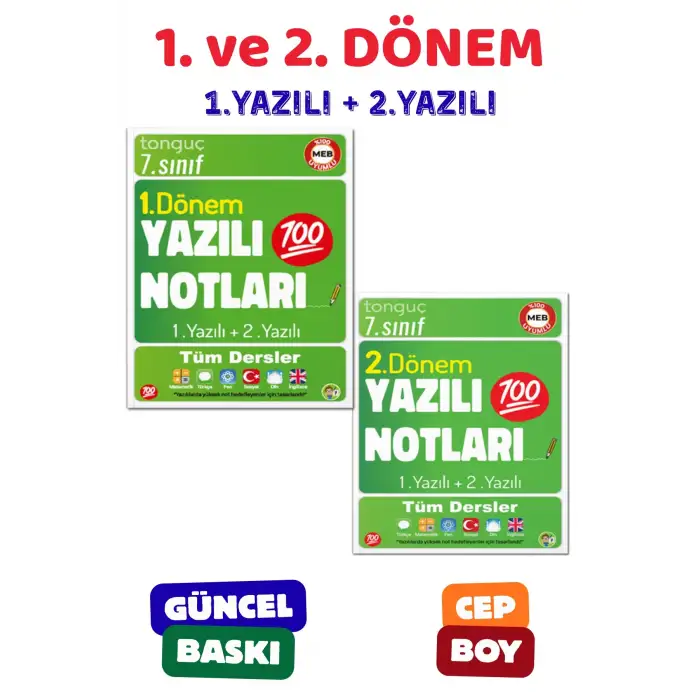 7. Sınıf Yazılı Notları  1. Dönem ve 2. Dönem 1 ve 2. Yazılı - Tonguç Yayınları